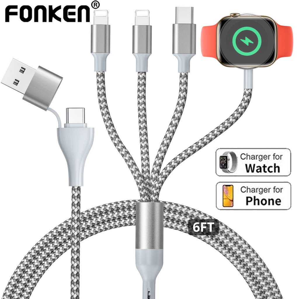 Fonken 6 合 1 Apple Watch 充電器 iWatch 充電線 C 型充電線充電器線適用於 iWatch