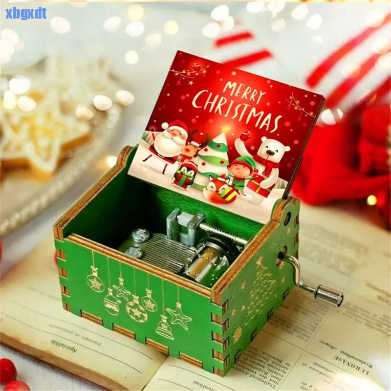手搖木製音樂盒 Merry Christmas 裝飾品 [JL]