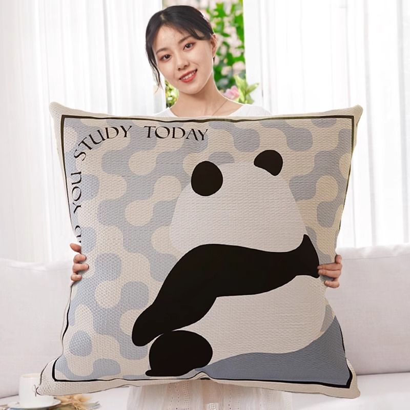 熊貓抱枕套 70x70 60x60 大枕套 客廳沙發抱枕套 卡通大號床頭靠墊套 靠枕套 家用方形枕頭套