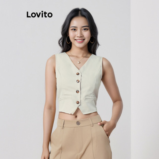 Lovito 女款休閒素色羈扣前假口袋西裝外套 LBL07123