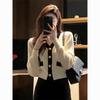 小香風 法式 毛衣外套 女 早春秋季薄款 新款 長袖V領上衣 外搭 針織開衫 小香風針織外套 氣質