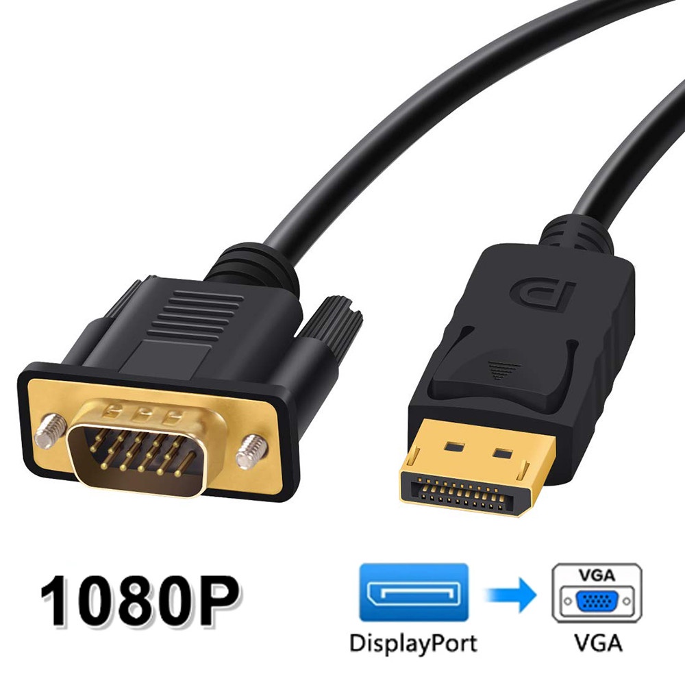 高清 1080P DisplayPort 至 VGA 適配器電纜公對公轉換器 DisplayPort DP VGA 電纜