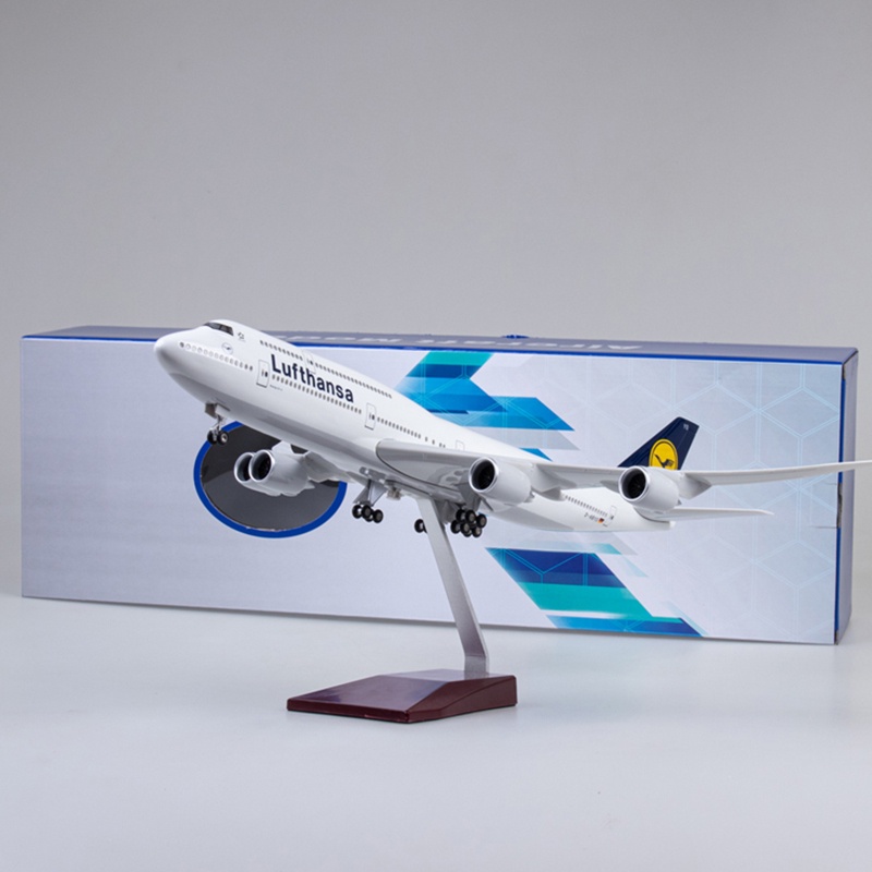 B747漢莎飛機模型玩具1/150航空747飛機模型光輪起落架塑料樹脂飛機模型