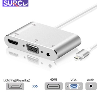 2023 閃電轉 HDMI VGA 數字 3.5 毫米音頻適配器集線器 1080P 高清電視音頻適用於 iPhone 1