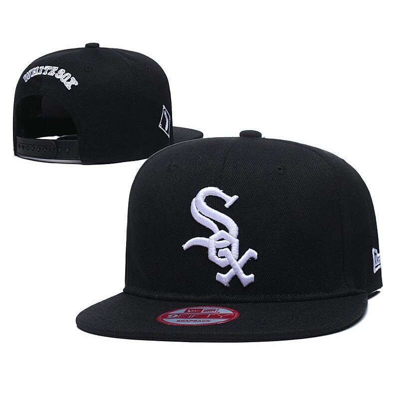 Mlb 時尚芝加哥白襪隊帽棒球帽可調節帽男士女士黑色帽子 DMIP 8JY0