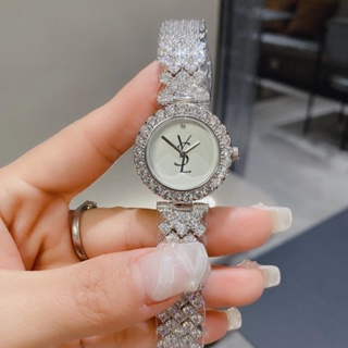 AAA+Ysl聖羅蘭新款女表 ‘W’全鑲鑽錶帶拼接成網格形狀|||| 錶盤分別為白/黑滴膠最新工藝製作而成 進口石英機芯
