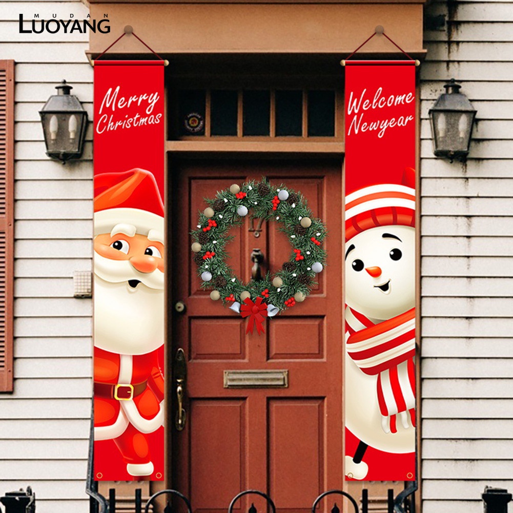 洛陽牡丹 耶誕節裝飾品門簾紅黑格子門掛對聯