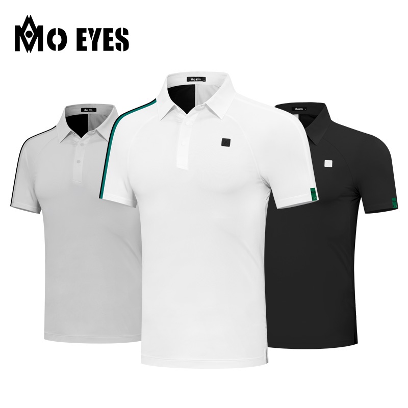PGM Mo Eyes 高爾夫短袖男士運動 T 恤上衣激光透氣孔速乾 Polo 衫男士