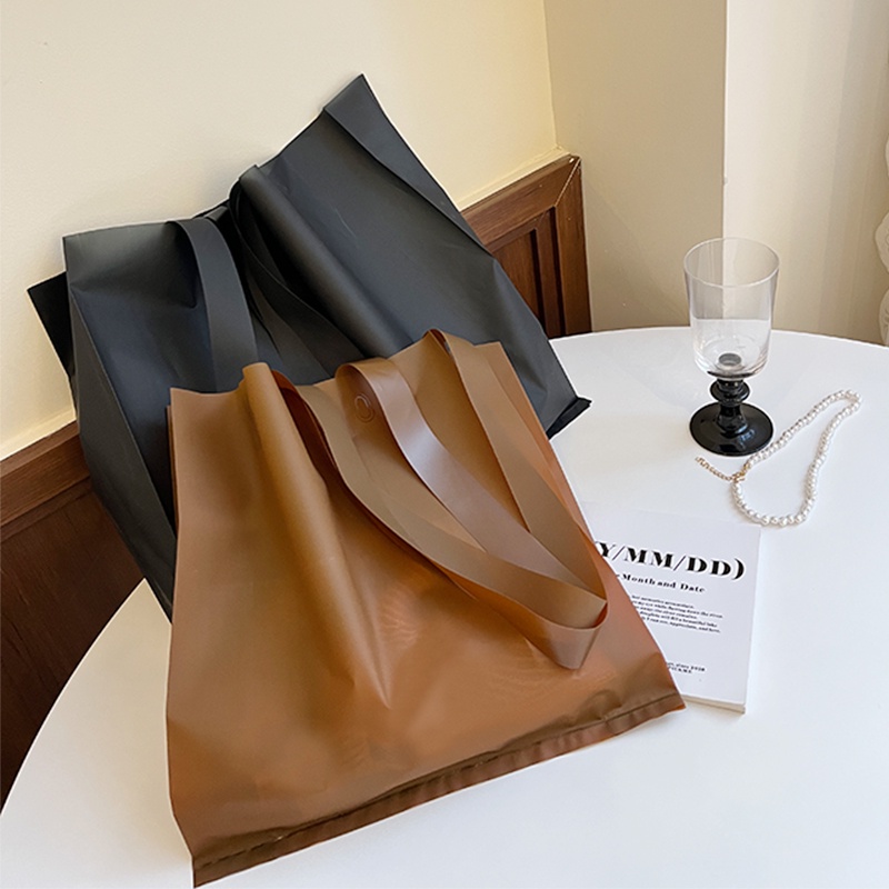 【客製化】【塑膠袋】高檔 磨砂透明服裝店衣服用購物手提袋子 塑膠訂製禮品包裝打包批發