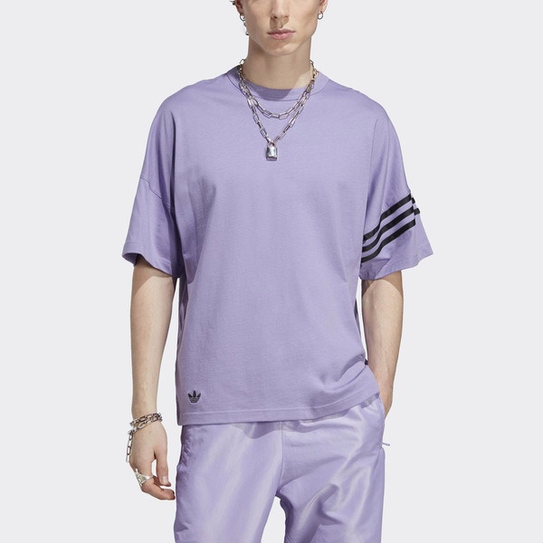 Adidas New C Tee HR3291 男 短袖 上衣 T恤 亞洲版 運動 休閒 垂肩 落肩 寬鬆 棉質 紫