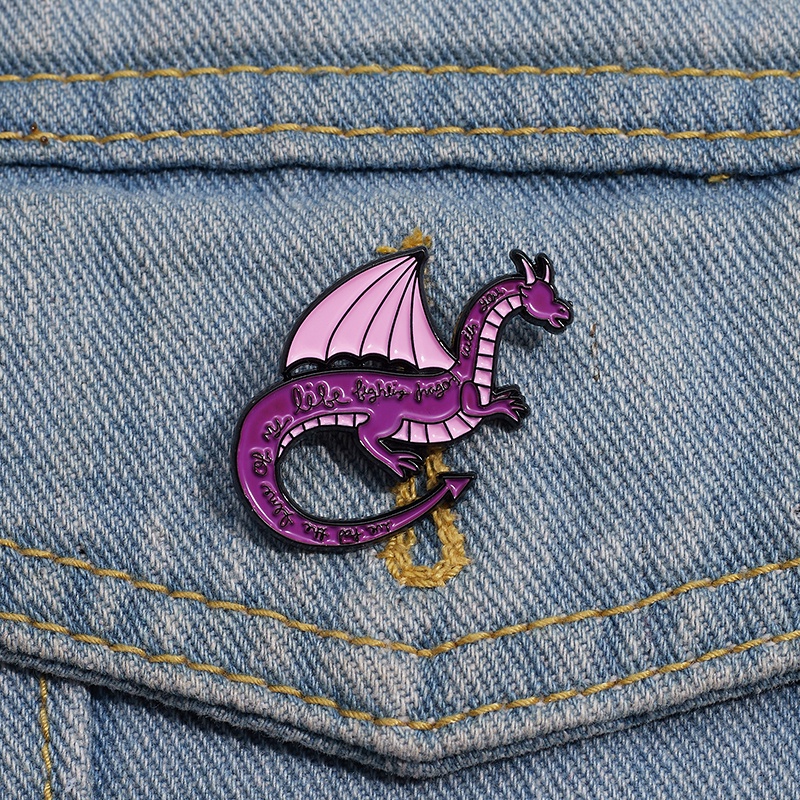 卡通紫色恐龍琺瑯胸針遊戲電影周邊怪物金屬徽章動物別針服裝背包配件首飾禮品