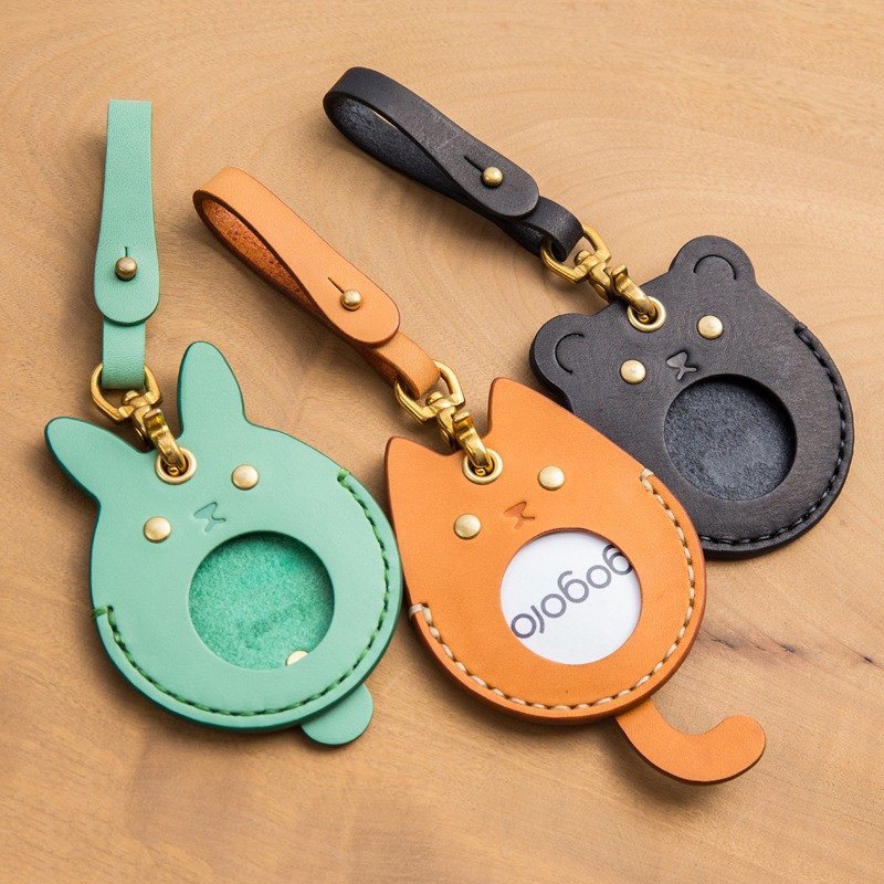 可愛動物形狀pu鑰匙包外出門禁卡功能皮套 包包吊飾  適用於Gogoro鑰匙包電動車機車鑰匙收納