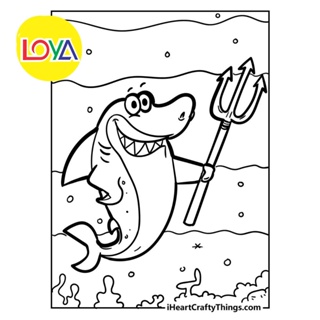36 張鯊魚著色圖片一套,兒童海洋主題著色紙