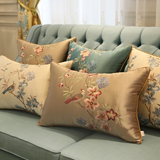 美式繡花蝴蝶紅木沙發抱枕新中式床頭靠墊套辦公室靠枕靠包大