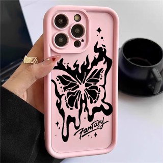 手機殼 iPhone 11 13 PRO MAX 手機 PU 軟矽膠外殼可愛蝴蝶保護殼