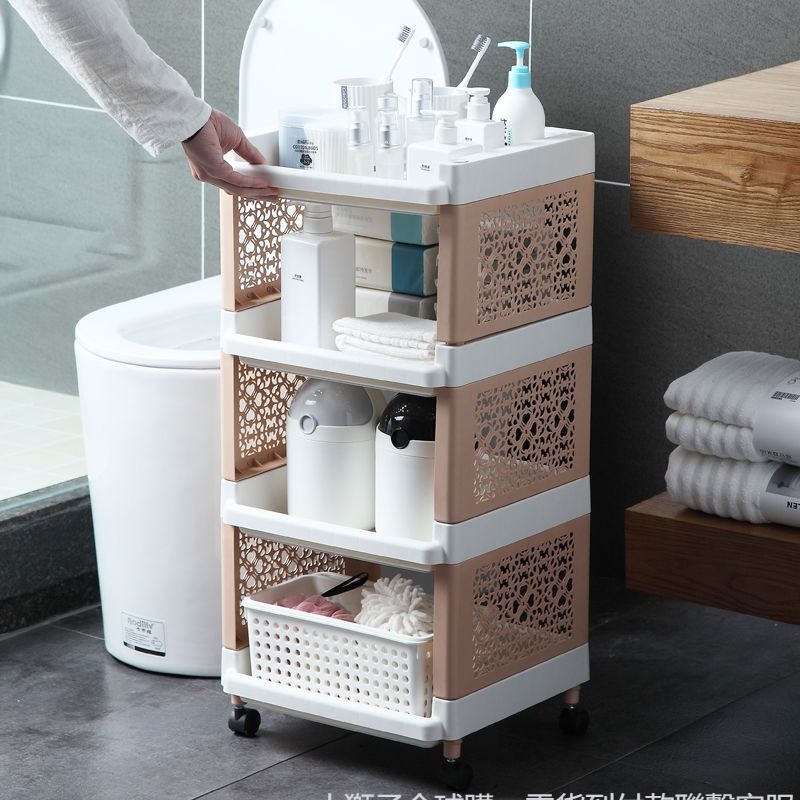 簡約加寬臥室客廳廚房浴室廁所塑膠移動歐式收納整理收納置物架