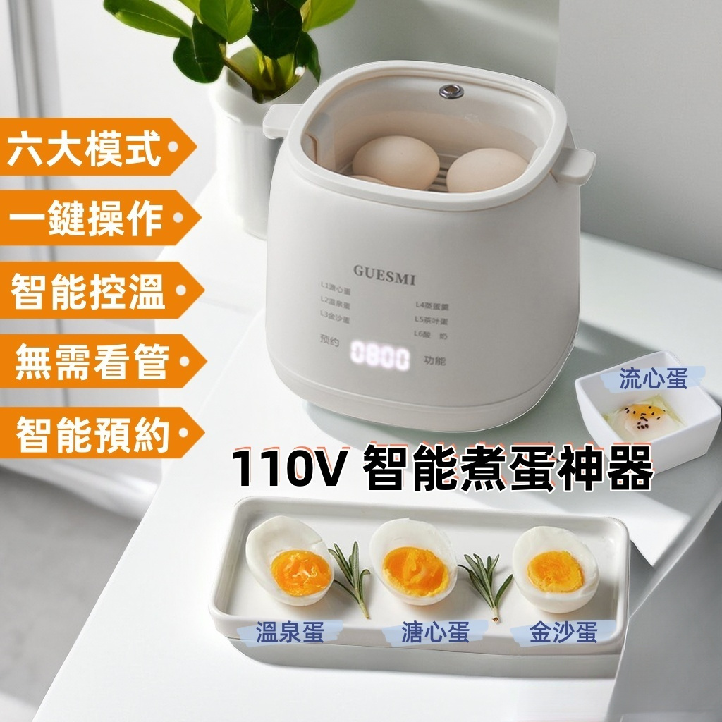 【現貨】 110V 煮蛋器 蒸蛋器 溫泉蛋機 溏心蛋優格機 多功能智能 煮蛋神器 迷你早餐機