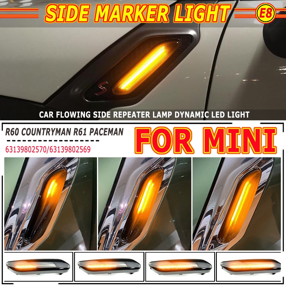 2 件裝 Led 動態側標記轉向信號中繼器燈順序閃爍燈適用於 Mini Cooper R60 R61 Countryma