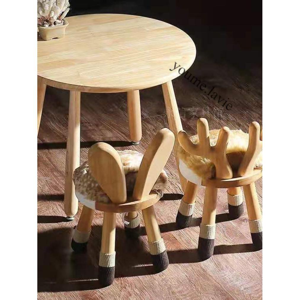 【采美生活】免運 全實木兒童學習桌ins家用寶寶遊戲桌幼兒園玩具桌子小圓桌椅套裝