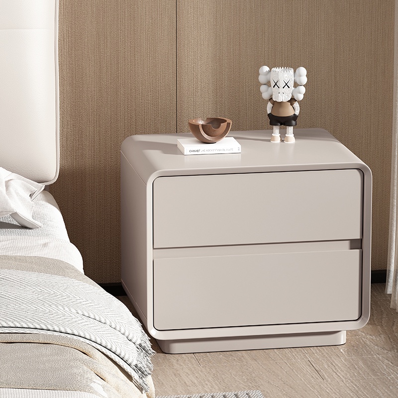 『MOKA®摩卡』現代簡約實木烤漆床頭櫃輕奢高級感卧室家用床邊櫃儲物三斗收納櫃
