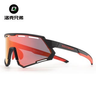 Rockbros騎行眼鏡雙鏡片變色偏光跑步公路自行車防風近視運動太陽鏡