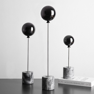 （沫沫）金屬圓球歐式輕奢現代簡約風擺件 天然大理石創意家居玄關客廳電視櫃桌面抽象裝飾品擺飾