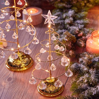 Led 發光水晶聖誕樹水晶桌飾小夜燈