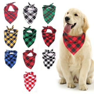 新品紅黑格子三角巾創意棉質寵物狗圍巾寵物領巾口水巾