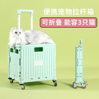 （限時免運）【可折疊 輕巧便攜】貓包外出便攜拉桿箱可折疊籠子狗行李箱大容量寵物推車貓咪旅行箱