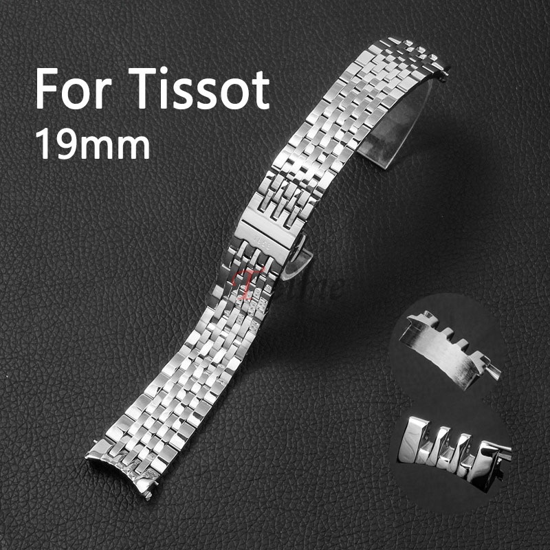 TISSOT 不銹鋼錶帶適用於天梭 Le Locle T41/T006 1853 精密鋼錶帶折疊扣錶帶 19 毫米天梭專