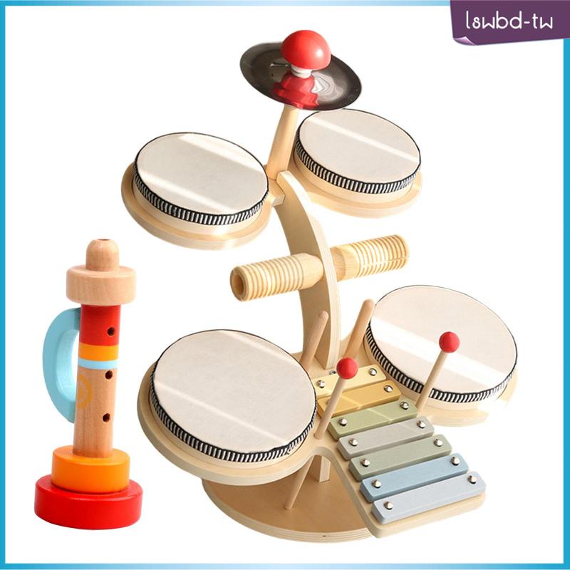 [lswbd] 木琴鼓套裝嬰兒鼓套裝教育技能木製木琴音樂玩具適合 3 4 5 6 歲兒童