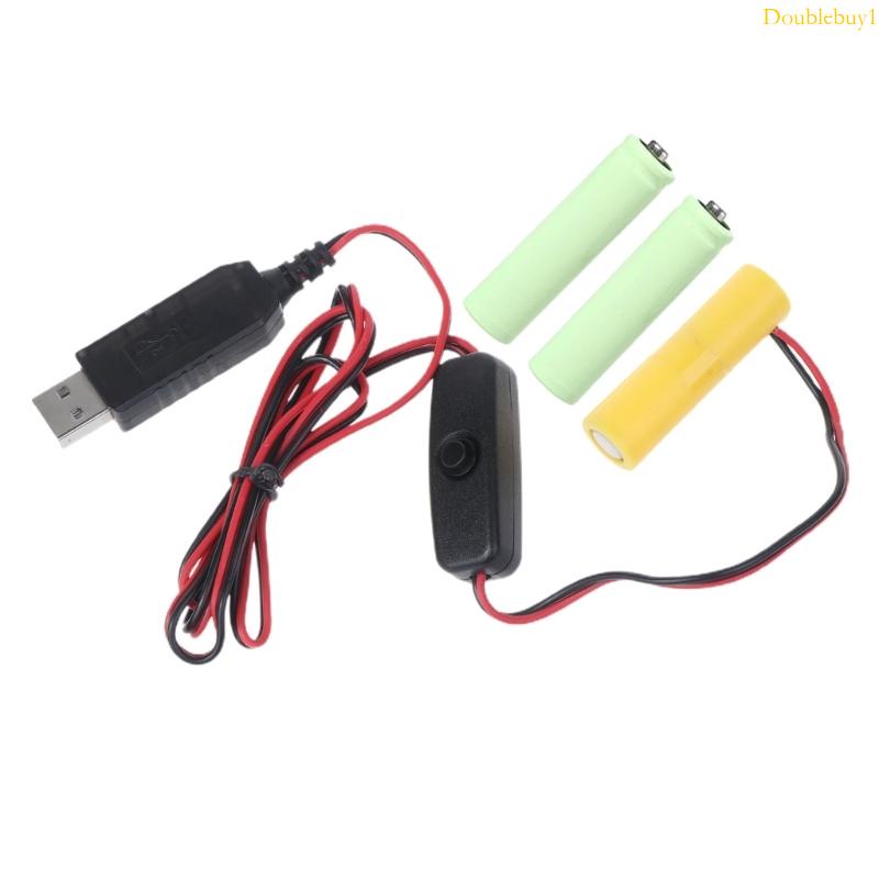 Dou USB 轉 4 5V AAA LR03 虛擬電池電源線,帶開關,適用於 LED 燈玩具