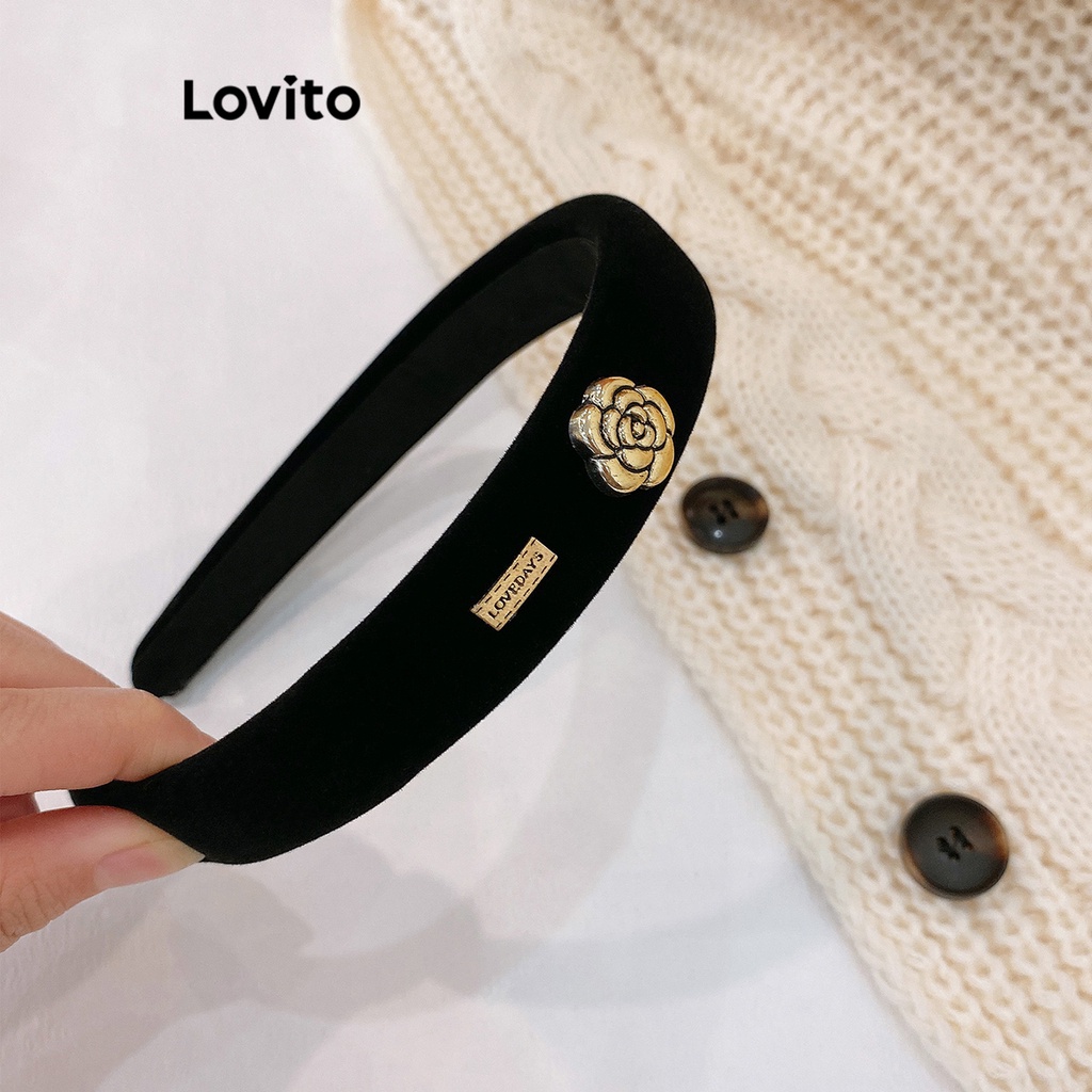 Lovito 女士休閒素色花朵髮帶 LFA03122 (多色的）