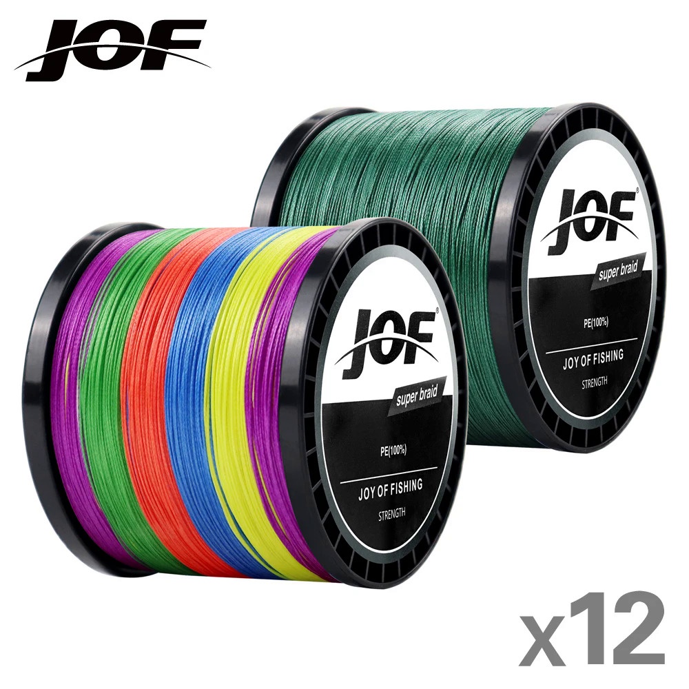 Jof X12 X8 1000M 500M 300M 100M 編織釣魚線 12/8股多色複絲鹽水PE線 22-149.