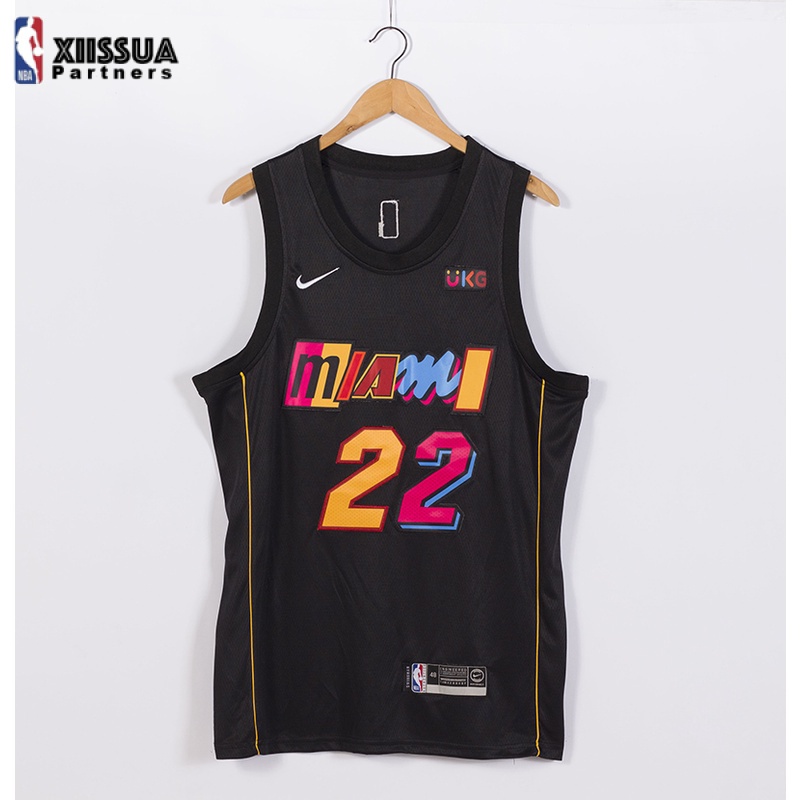 【XIISSUA】熱壓新款 Nba 球衣邁阿密熱火隊 22# 管家黑色城市版籃球球衣