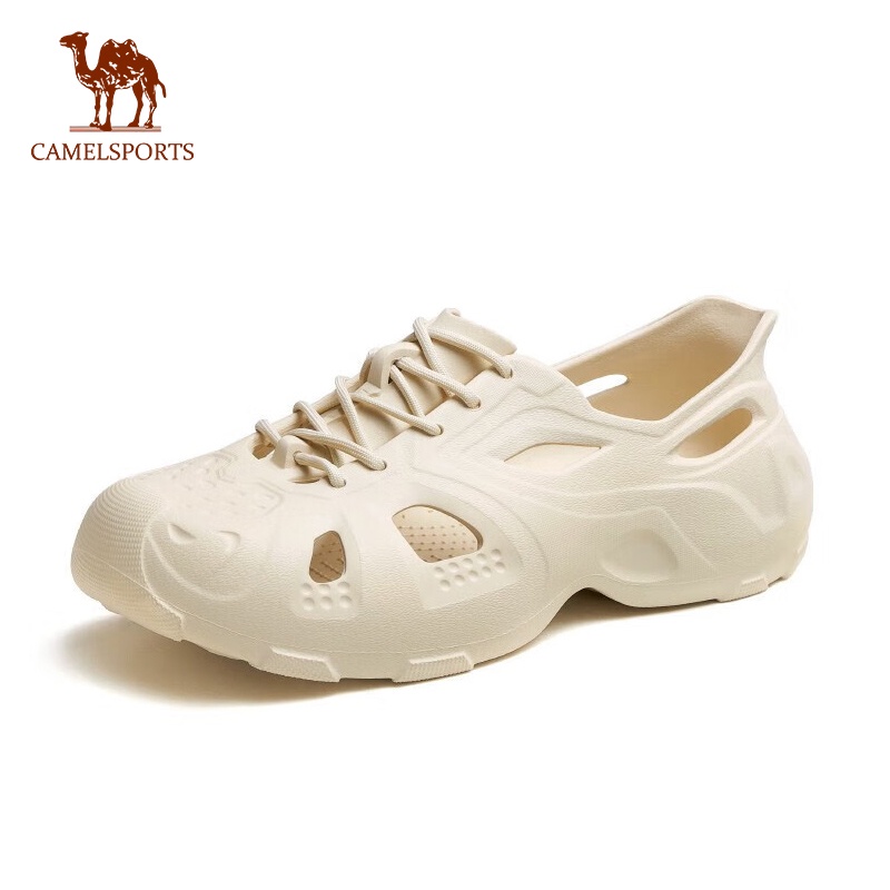 CAMEL SPORTS駱駝 鏤空運動涼鞋 男夏季軟底時尚沙灘拖鞋防滑透氣戶外洞穴鞋