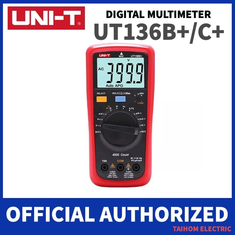 Uni-t UT136B+/UT136C+ 數字萬用表自動量程 1000V 10A 交流直流電壓表電流表電氣測試儀溫度測