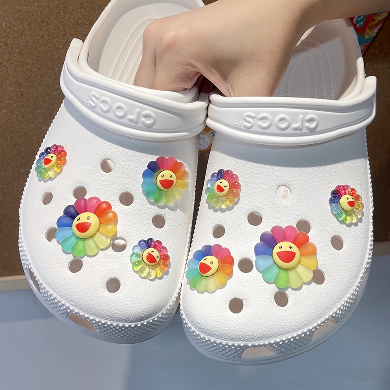 【彩虹花】Crocs Charms jibbitz DIY Crocs 鞋扣向日葵裝飾女涼鞋洞洞鞋卡扣diy扣