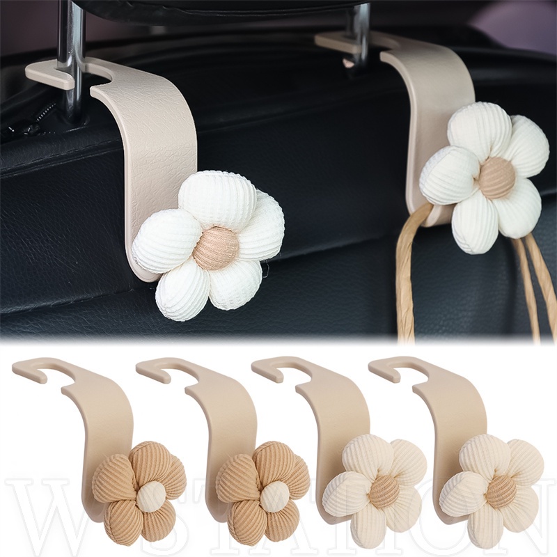 可愛的花形汽車儲物掛鉤 - 適用於手提包、衣服、大衣、雜貨袋儲物 - 多功能汽車座椅靠背儲物支架收納袋