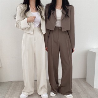 蔓莎💞oversize咖色外套女2023春秋小個子高階炸街新款韓版休閑西服套裝