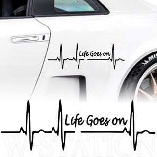 Life Goes On an EKG車貼/創意搞笑電動自行車後窗車貼/防刮防水車身貼/車門側窗飾