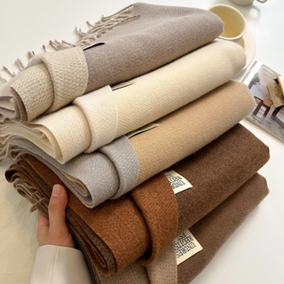 200*68cm保暖圍巾雙面不同顏色披肩仿羊絨長款加厚流蘇圍巾
