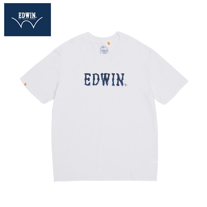 Edwin Edwin簡約時尚寬鬆字母logo圓領短袖T恤男