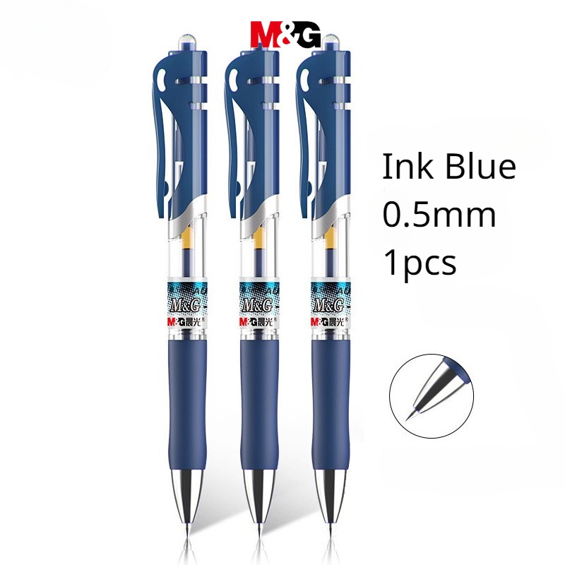 M&amp;g 文具中性筆 K35 0.5 墨水藍色筆按動子彈簽名筆醫療處方筆學生辦公用品 1 支