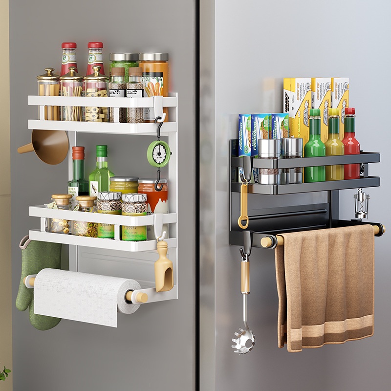 冰箱磁吸置物架無痕安裝免打孔廚房側收納保鮮膜掛架冰箱架毛巾架