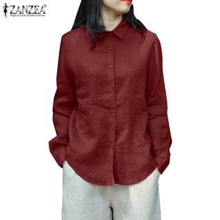 Zanzea 女式韓版休閒日常刺繡時尚純色襯衫