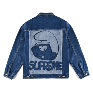 Supreme FW21 男士牛仔夾克藍色精靈刺繡圖案牛仔夾克
