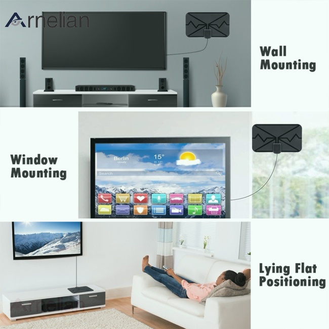 Arnelian 3600 英里高清數字電視天線室內 DVB-T2 高清電視放大信號增強接收器 4k 電視天線