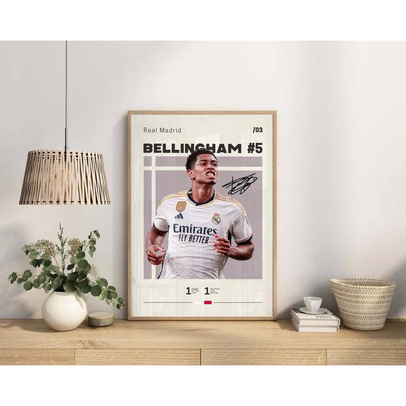 Jude Bellingham 海報,皇家馬德里,足球帆布印刷,足球足球運動海報,送給球迷的禮物,牆壁藝術