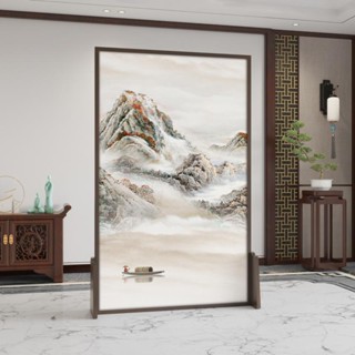 新中式屏風隔斷辦公室客廳入戶門移動玄關遮擋實木家用碳晶木座屏 屏風 居傢裝飾 風水屏風